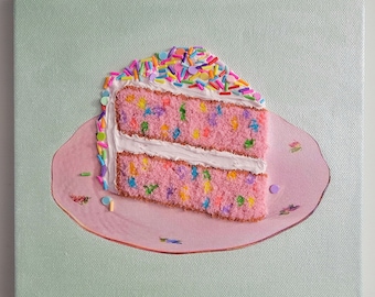Pink funfetti embroidered cake (made-to-order)