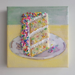 Spring colors funfetti cake slice,  made to order