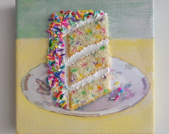 Spring colors funfetti cake slice,  made to order
