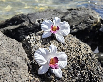 Orchid Hair Clip, Tropical Hair Clip, Beach, Party, Wedding Hair Flower, Bridal Headpiece, Fascinator, Hair Accessories, Hawaiian, White
