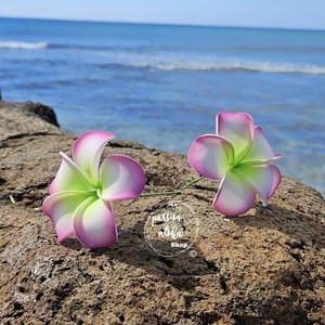 Plumeria Hair Stick, Tropical Flower, Hawaiian Flower Hair Pick, Ear Flower, Hair Bun Stick, Ear Stick, Beach Party, Frangipani, Purple