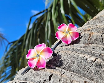 Plumeria Hair Clip Set, Frangipani, Tropical Hair Clip, Wedding Hair Flower, Bridal Headpiece, Beach Party, Hawaiian Jewelry, Fascinator