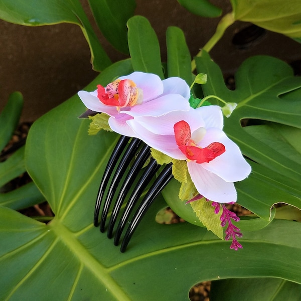 Orchid  Hair Comb, Tropical Hair Comb, Bride Headpiece, Bridesmaid Hair Comb, Beach Wedding, Flower Hair Comb, Flower Fascinator, Hawaiian