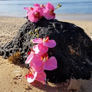 Orchid Hair Clip, Tropical Hair Clip, Silk Flower Hair Clip, Hawaiian Flower Hair Clip, Bridal Headpiece,Hair Accessory, Beach, Wedding,Pink