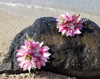 Tropical Flower Hair Clip, Chrysanthemum Hair Clip, Hawaiian Silk Flower Hair Clip, Bridal Hairpiece, Wedding Headpiece, Beach Party, Gifts