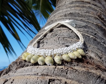 Seashell Necklace, Hawaiian Jewelry, Seashell Choker, Cowry & Mongol Shell  Necklace, Beach Jewelry, Beach Party, Braided Necklace, Handmade