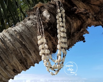 Hawaiian Lei, Seashell Lei, Seashell Necklace, Multilayer Necklace, Vintage Seashell Jewelry, Long Necklace, Beaded Necklace,6 strand bundle