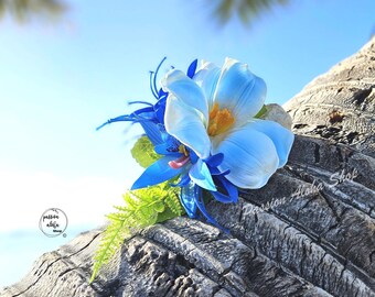Tropical Flower Hair Clip – Hawaiian Luau, Party, Vacation, Beach Wedding & Bridal, Orchid, Lily, Handmade Gift for Her
