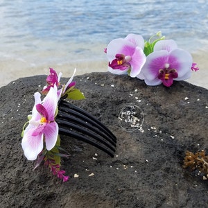 Orchid Hair Comb, Tropical Hair Comb, Hawaiian, Bride Headpiece, Bridesmaid Comb, Bridal, Wedding Hair Comb, Floral, Silk Flower Fascinator bild 2