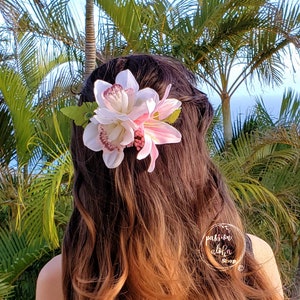 Tropical Hair Clip, Hawaiian Hair Clip, Silk Flower Hair Clip, Bridal Headpiece, Orchid, Lily, Pin Up Hair Flower, Flower Fascinator, Aloha image 10