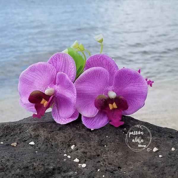Orchid Hawaiian Hair Comb, Tropical Flower Hair Comb, Bride Headpiece, Bridesmaid, Bridal Hair Comb, Floral Comb, Silk Flower,Beach Wedding