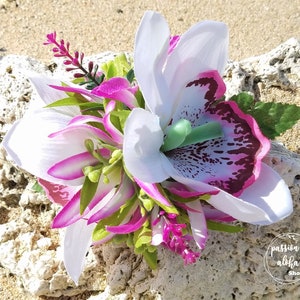 Queen Orchid Flower Hair Clip, Silk Flower Hair Clip, Bridal Headpiece, Tropical Hair Clip, Hawaiian Flower Hair Clip, Beach Wedding, Aloha