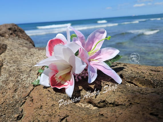 Tropical Orchid Hair Clip Hawaiian Floral Hair Accessory  display picture 1
