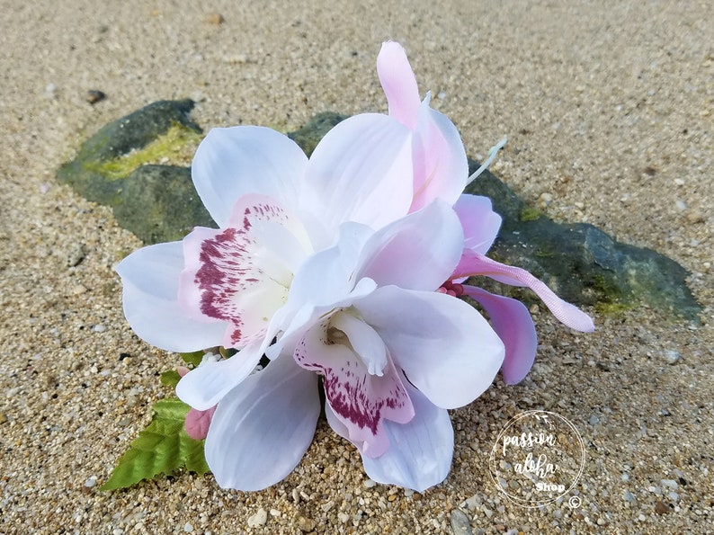 Tropical Hair Clip, Hawaiian Hair Clip, Silk Flower Hair Clip, Bridal Headpiece, Orchid, Lily, Pin Up Hair Flower, Flower Fascinator, Aloha image 7