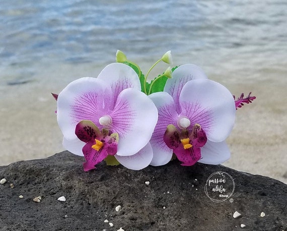 Orchid Hair Comb, Tropical Hair Comb, Hawaiian, Bride Headpiece, Bridesmaid Comb, Bridal, Wedding Hair Comb, Floral, Silk Flower Fascinator