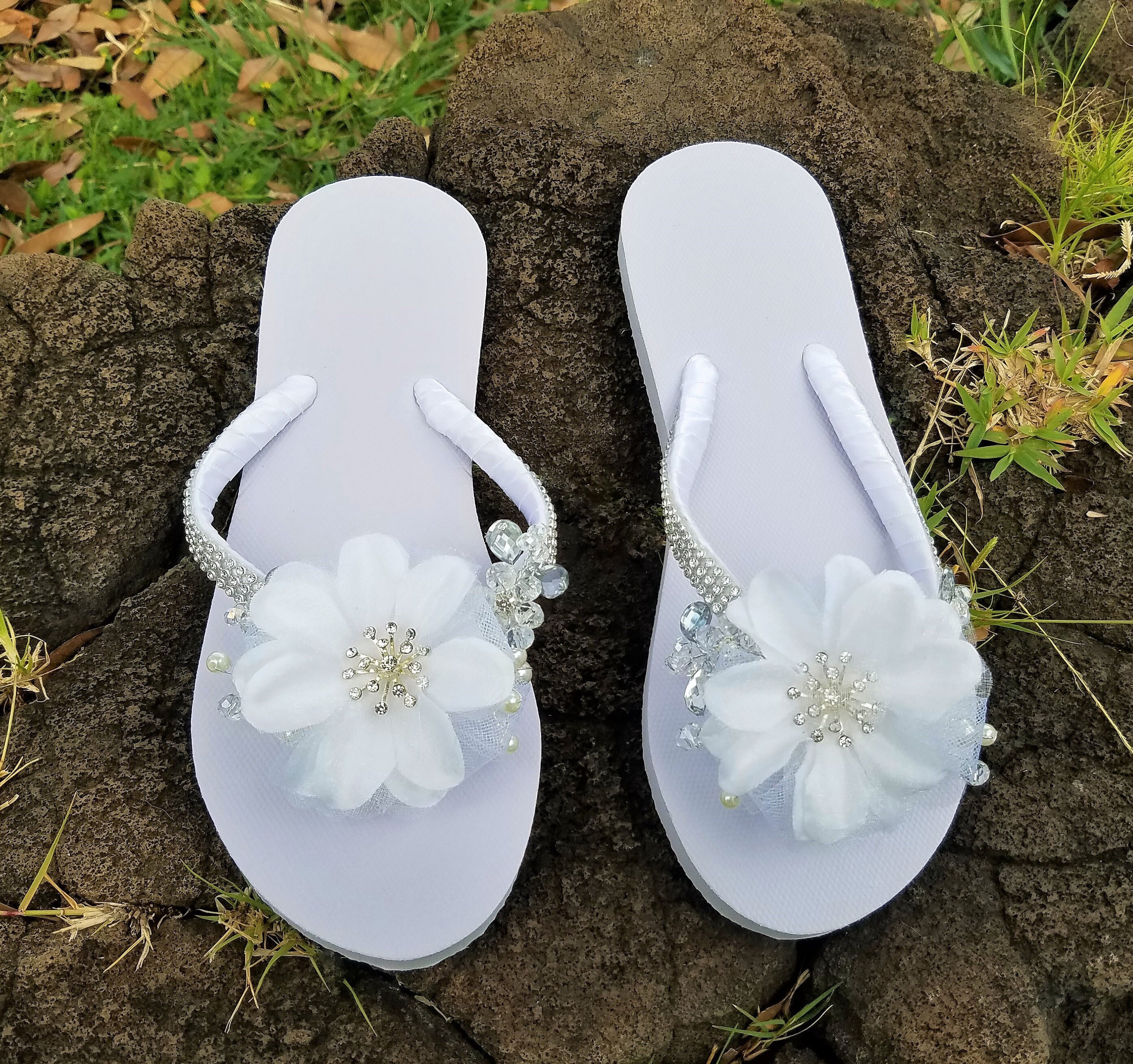 Bridal Flip Flops Wedding Sandals Flower Flip Flops Bridal | Etsy