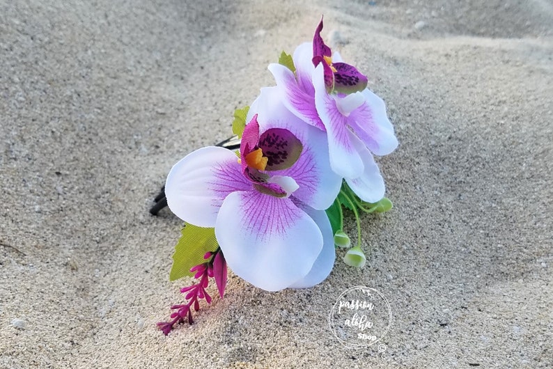 Orchid Hair Comb, Tropical Hair Comb, Hawaiian, Bride Headpiece, Bridesmaid Comb, Bridal, Wedding Hair Comb, Floral, Silk Flower Fascinator bild 4