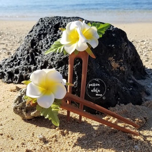 Plumeria Wooden Hair Stick, Tropical Hair Stick, Hawaiian Hair Fork, Wooden Hair Pin, Wooden Hair Fork,2 Prong Hair Fork, Hair Pick, Bun