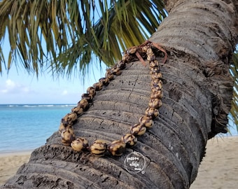 Marble Kukui Nut Hawaiian Lei, Polynesian Necklace, Hawaiian Jewelry, Party Lei, Bold Necklace, Beaded Necklace, Beach Wedding, Graduation