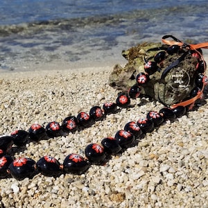 Hawaiian Kukui Nut Lei, Hawaiian Necklace, Kukui Nut Flower Hibiscus Lei, Birthday, Graduation Lei, Wedding Lei, Beaded Necklace, Orange