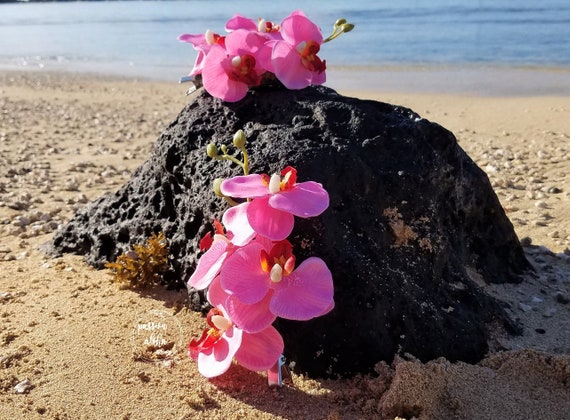 Orchid Hair Clip, Tropical Hair Clip, Silk Flower Hair Clip, Hawaiian Flower Hair Clip, Bridal Headpiece,Hair Accessory, Beach, Wedding,Pink