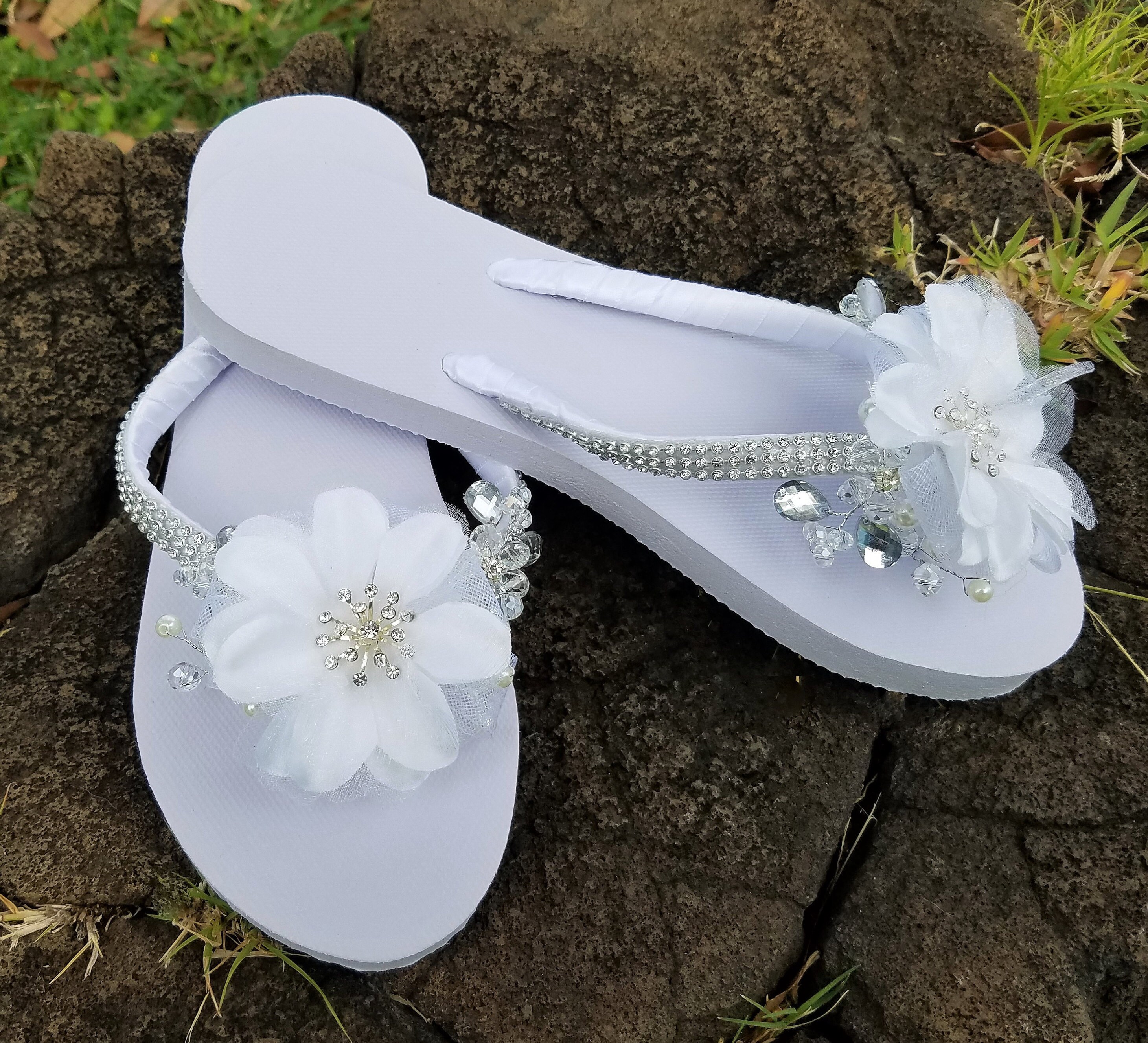 Bridal Flip Flops Wedding Sandals Flower Flip Flops Bridal | Etsy