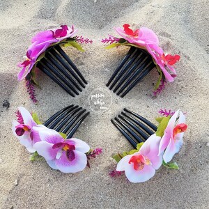 Orchid Hair Comb, Tropical Hair Comb, Hawaiian, Bride Headpiece, Bridesmaid Comb, Bridal, Wedding Hair Comb, Floral, Silk Flower Fascinator bild 10