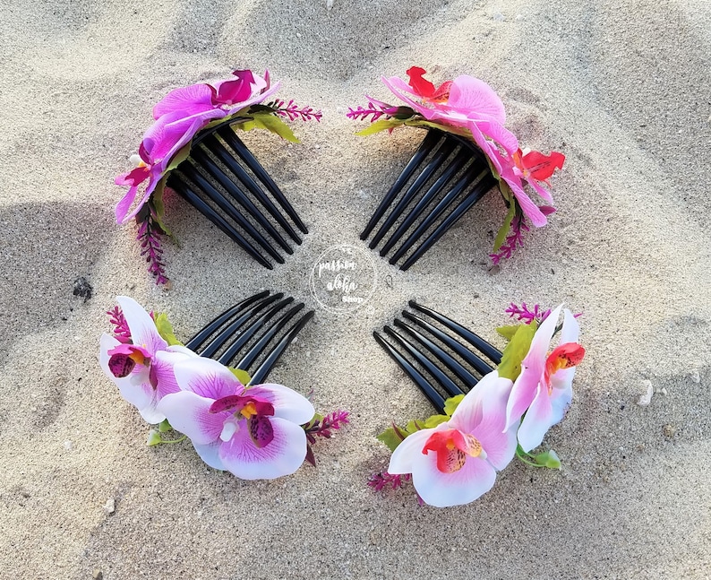 Orchid Hair Comb, Tropical Hair Comb, Hawaiian, Bride Headpiece, Bridesmaid Comb, Bridal, Wedding Hair Comb, Floral, Silk Flower Fascinator bild 10