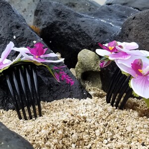 Orchid Hair Comb, Tropical Hair Comb, Hawaiian, Bride Headpiece, Bridesmaid Comb, Bridal, Wedding Hair Comb, Floral, Silk Flower Fascinator bild 3