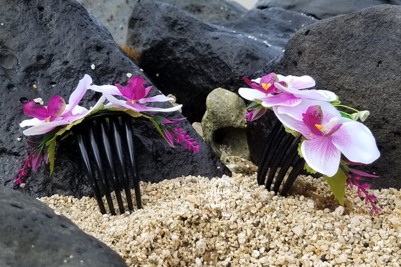 Orchid Hair Comb, Tropical Hair Comb, Hawaiian, Bride Headpiece, Bridesmaid Comb, Bridal, Wedding Hair Comb, Floral, Silk Flower Fascinator bild 3