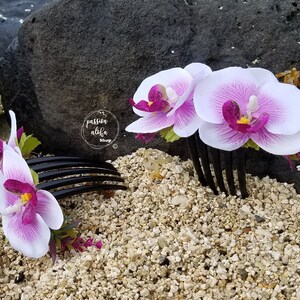 Orchid Hair Comb, Tropical Hair Comb, Hawaiian, Bride Headpiece, Bridesmaid Comb, Bridal, Wedding Hair Comb, Floral, Silk Flower Fascinator bild 6