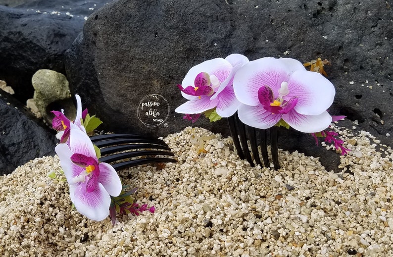 Orchid Hair Comb, Tropical Hair Comb, Hawaiian, Bride Headpiece, Bridesmaid Comb, Bridal, Wedding Hair Comb, Floral, Silk Flower Fascinator bild 6