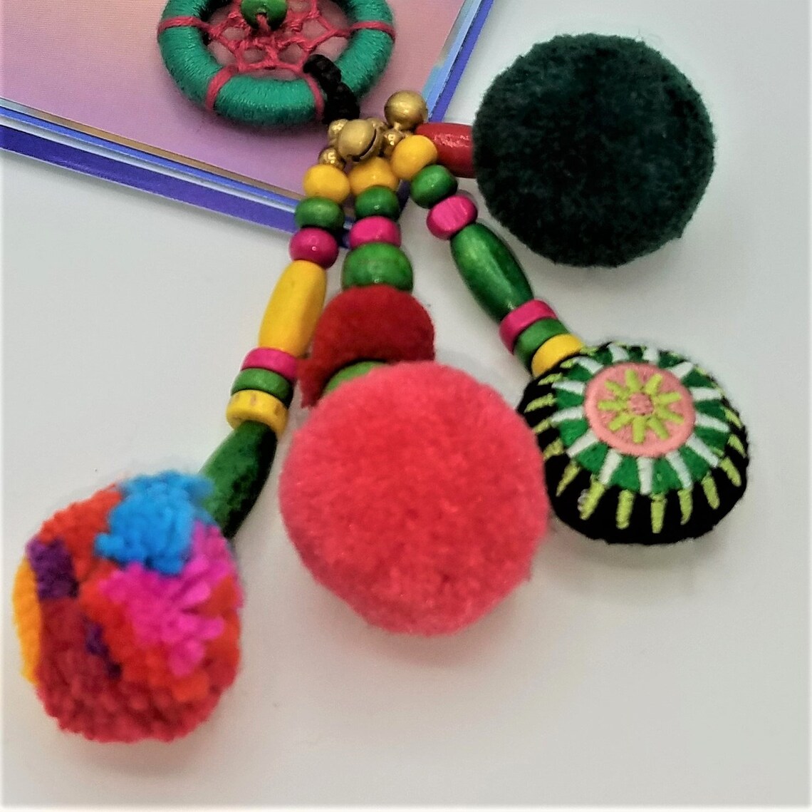 Tassel Bag Charm Boho Keychain Tassel Keychain Bag Charm Etsy