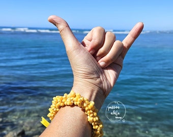 Seashell Bracelet, Hawaiian Jewelry, Stretch Bracelet, Adjustable Bracelet, Ocean Inspired, Beach, Maui Party, Handmade, Yellow Mongo Shells