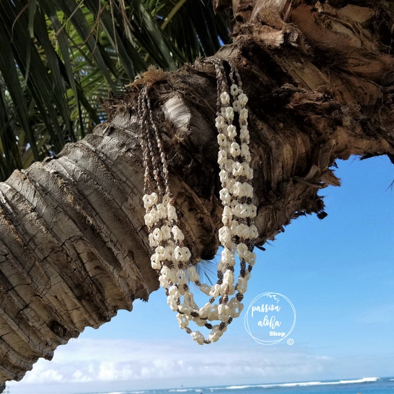 Hawaiian Sunrise Shell, Opihi Shell & Puka Shells Lei Necklace