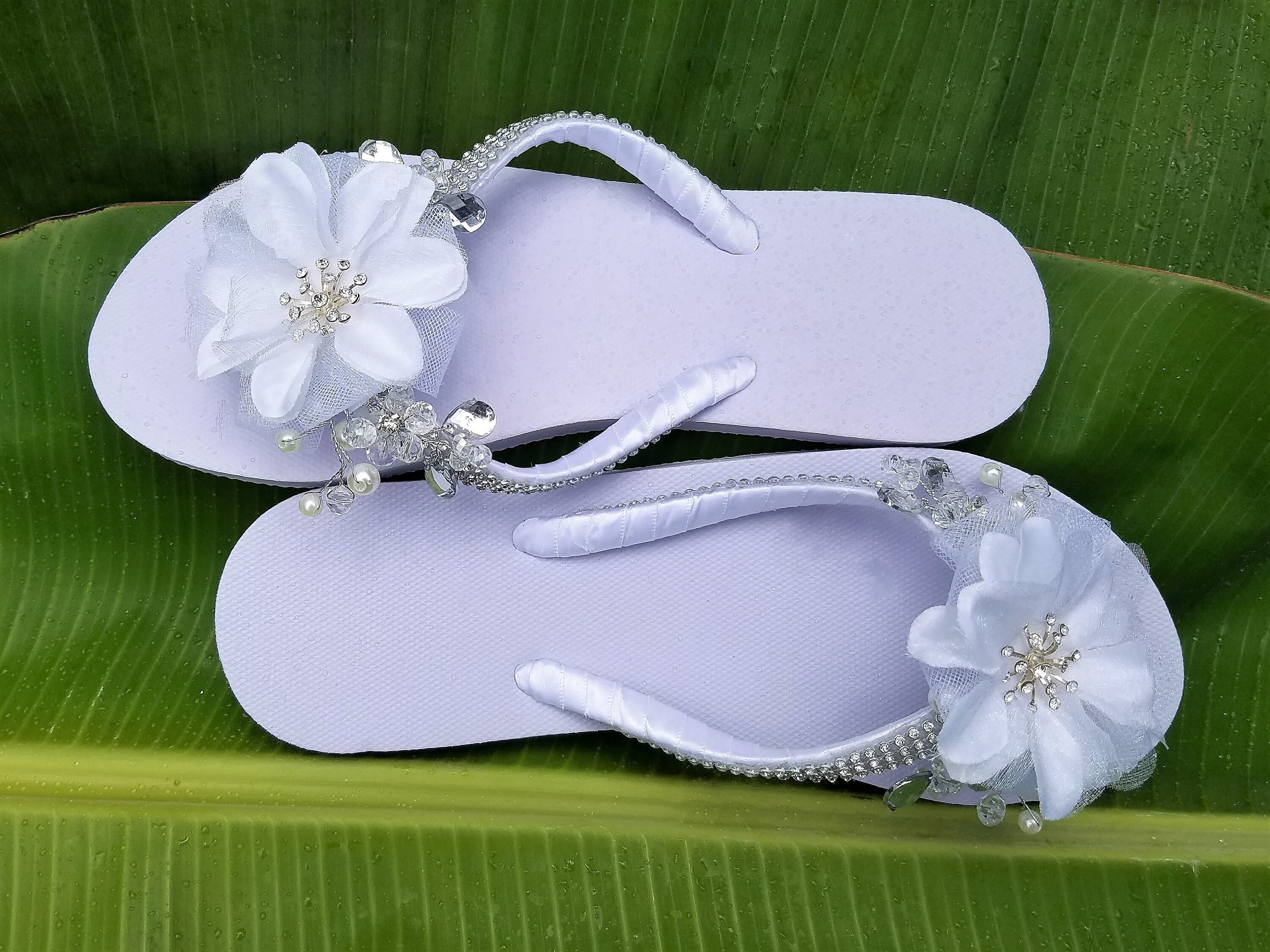 Bridal Flip Flops Wedding Sandals Flower Flip Flops Bridal | Etsy