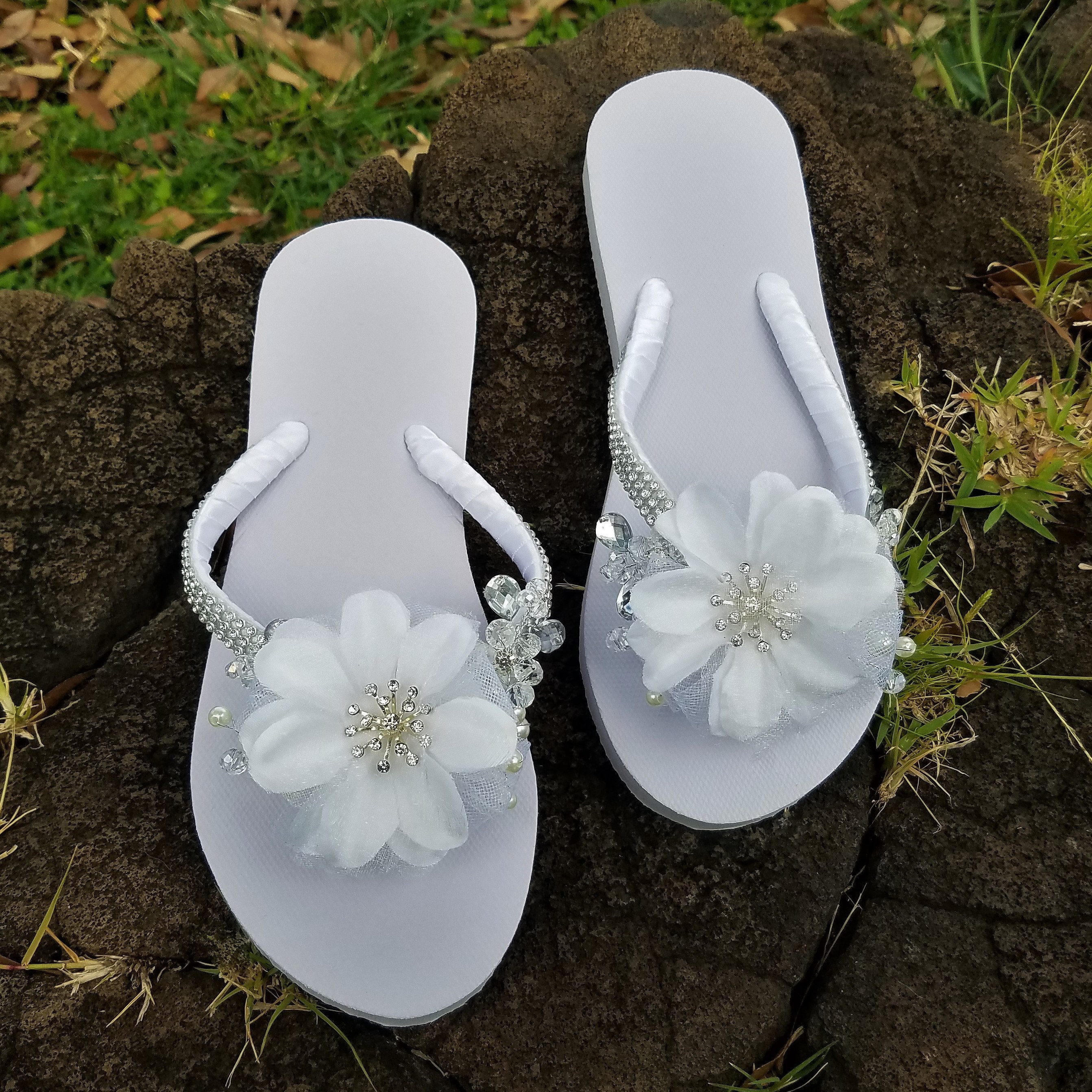 Bridal Flip Flops Wedding Sandals Flower Flip Flops Bridal | Etsy