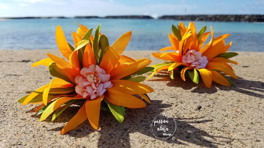 Tropical Hair Clip, Hawaiian Flower Hair Clip, Flower Fascinator, Silk