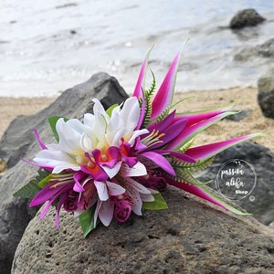 Tropical Hair Clip, Hawaiian Hair Clip, Silk Flower Hair Clip, Bridal Headpiece, Orchid, Bird of Paradise, Pin Up Hair, Flower Fascinator