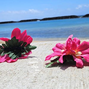 Double Orchid Hair Clip, Tropical Hair Clip, Hawaiian Flower, Fascinator, Silk Flower Hair Clip, Bridal Hair Clip, Beach Party, Pink image 6