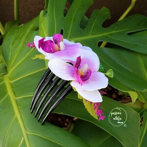 Orchid Hair Comb, Tropical Hair Comb, Hawaiian, Bride Headpiece, Bridesmaid Comb, Bridal, Wedding Hair Comb, Floral, Silk Flower Fascinator bild 8