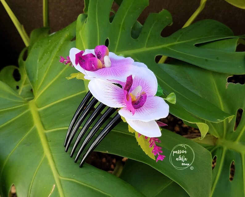 Orchid Hair Comb, Tropical Hair Comb, Hawaiian, Bride Headpiece, Bridesmaid Comb, Bridal, Wedding Hair Comb, Floral, Silk Flower Fascinator bild 8
