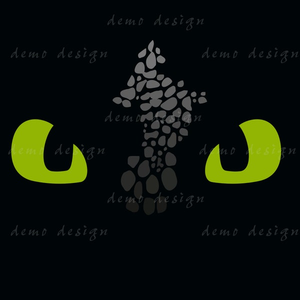 Oczy Nocnej Furii SVG: Projekt twarzy bez zębów (pliki cyfrowe)