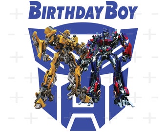 Birthday Boy Transformers: Bumblebee & Optimus Prime, png (digitaal bestand)