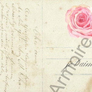 Vintage Postcards Collage with flowers Digital Download