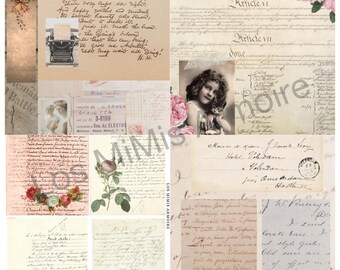 Digital Download --Vintage Ephemera alte Dokumenten und Monogram to download and print-Digital Download