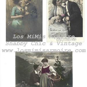 Vintage DIGITAL DOWNLOAD - vintage french couple printable postcards