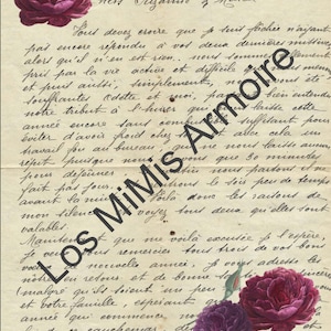 French Letter with roses - Digital Download -printable