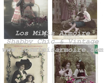 DIGITAL DOWNLOAD - Vintage Children Postcards -Digital Dowload