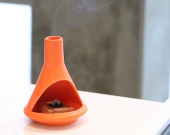 Handmade Ceramic Incense Burner / Mid Century Modern Chimnea Candle Holder Palo Santo by SpaceCraftTheory